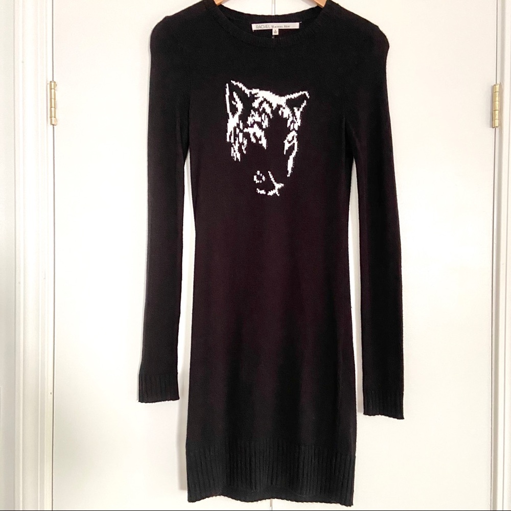Rachel Roy Black Tiger Graphic Sweater Dress